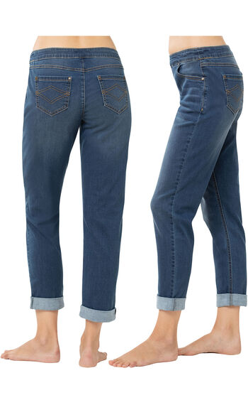 PajamaJeans Boyfriend Jeans - Vintage Wash - Side and Back Views