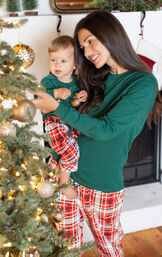 Modern Plaid Pullover Women's Pajamas - Evergreen image number 7