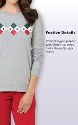 Printed argyle graphic with Christmas Trees makes these PJs very merry image number 3