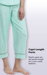 Mint with Gray Polka Dots Capri-Length Pants - playful capris are the perfect length for a cool, comfy bedtime image number 3