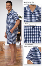 Cotton Button-Front Short Set Pajamas for Men image number 3