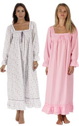 Models wearing Martha Nightgown - Lilac Rose and Martha Nightgown - Pink image number 0