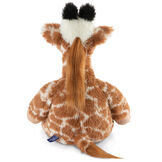 18" Oh So Soft Giraffe - Back view of seated brown and tan patterned Giraffe with ginger brown mane and tail, beige hooves, cream muzzle and black tipped horns  image number 2