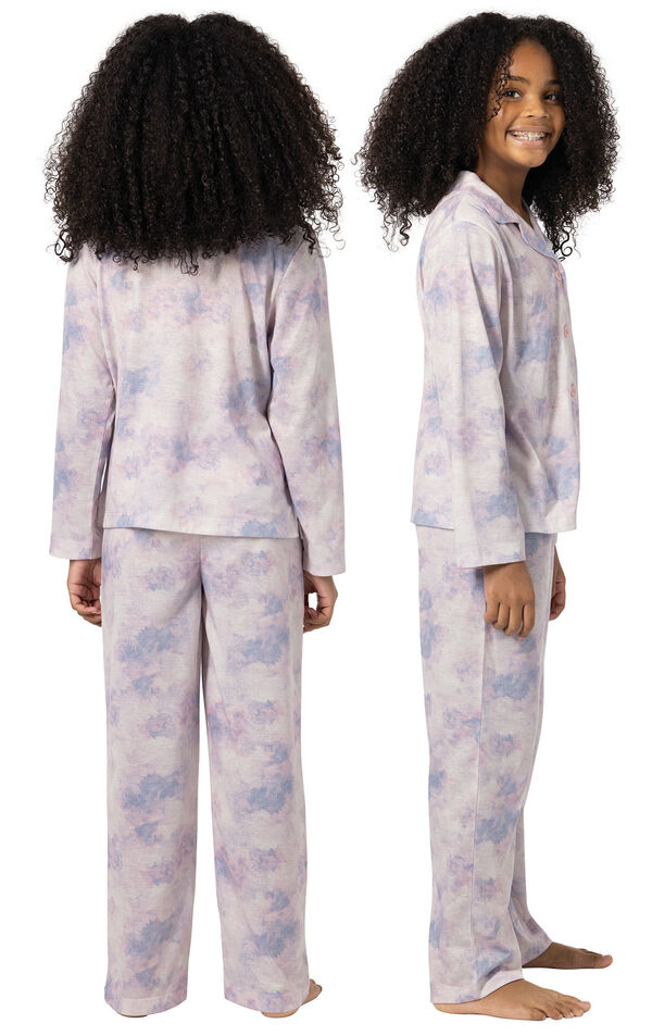 Classic Button-Front Unisex Kids Pajamas - Violet Tie Dye image number 1
