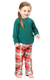 Modern Plaid Pullover Toddler Pajamas - Evergreen image number 2