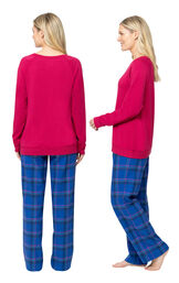 Indigo Plaid Soft French Terry & Flannel PJ's image number 2