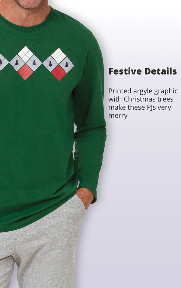 Printed argyle graphic with Christmas Trees make these PJs very merry image number 3
