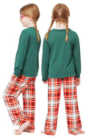 Modern Plaid Pullover Girls Pajamas - Evergreen