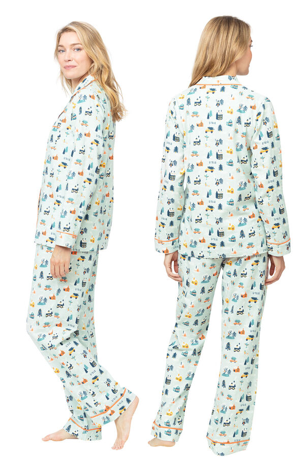 Snow Globe Button-Front Women's Pajamas - Blue image number 2