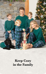 Family wearing Heritage Plaid Matching Family Pajamas. Headline: "Keep Cozy in the Family" image number 1