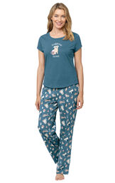 Coffee Dogs Graphic Tee Women's Pajamas - Teal image number 0