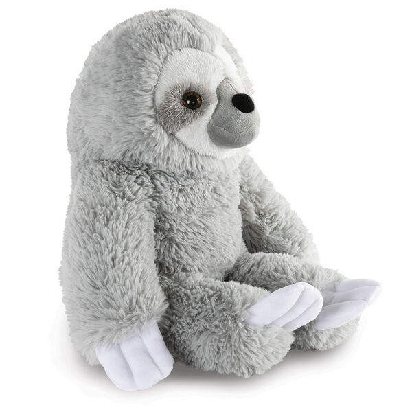 18" Oh So Soft Sloth - Side view of seated gray 18" Sloth with white claws and face