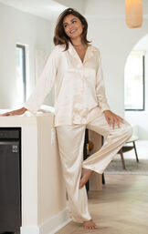 Smooth Seduction Satin Button-Front Pajamas image number 0