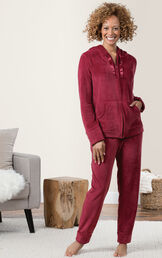 Tempting Touch Zip-Front Hoodie Pajamas - Red image number 2