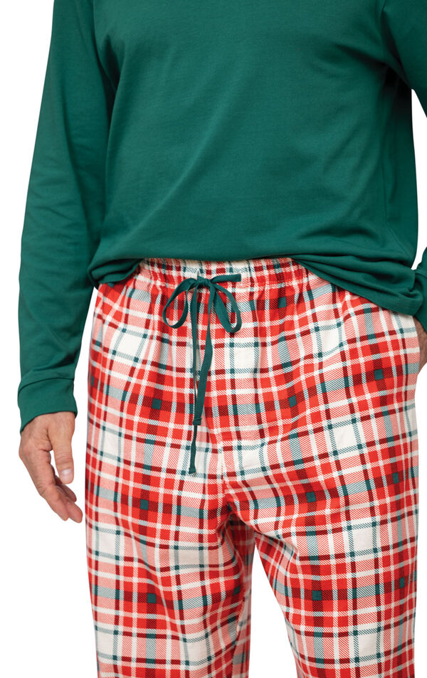 Modern Plaid Pullover Mens Pajamas - Evergreen image number 3