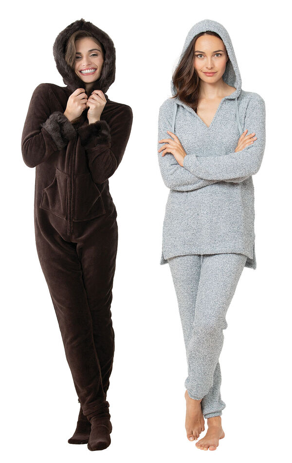 Blue Cozy Escape PJs and Minch Chocolate Hoodie-Footie image number 0