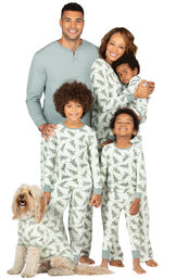 Models wearing Green Balsam and Pine Tree Matching Family Pajamas image number 1