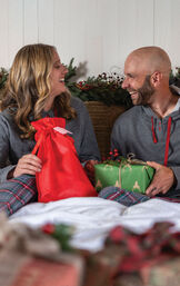 Gray Plaid Hooded His & Hers Matching Pajamas image number 4