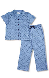 Geo Button-Front Unisex Kids Pajamas - Blue image number 4
