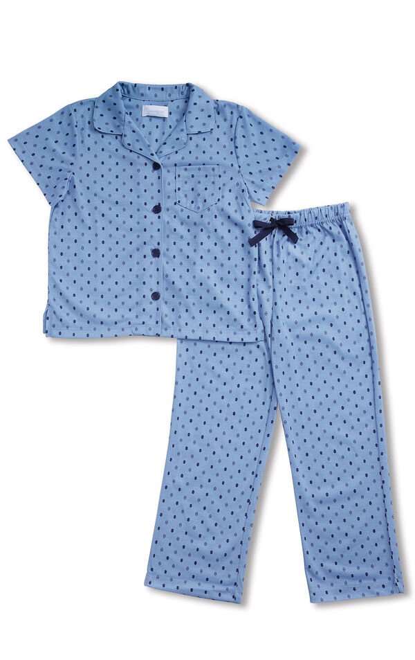 Geo Button-Front Unisex Kids Pajamas - Blue