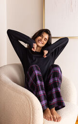 Women's Plaid Jersey-Top Flannel Pajamas image number 2
