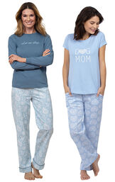 Models wearing "Let Me Sleep" Pajamas and Dog Mom Pajamas image number 0