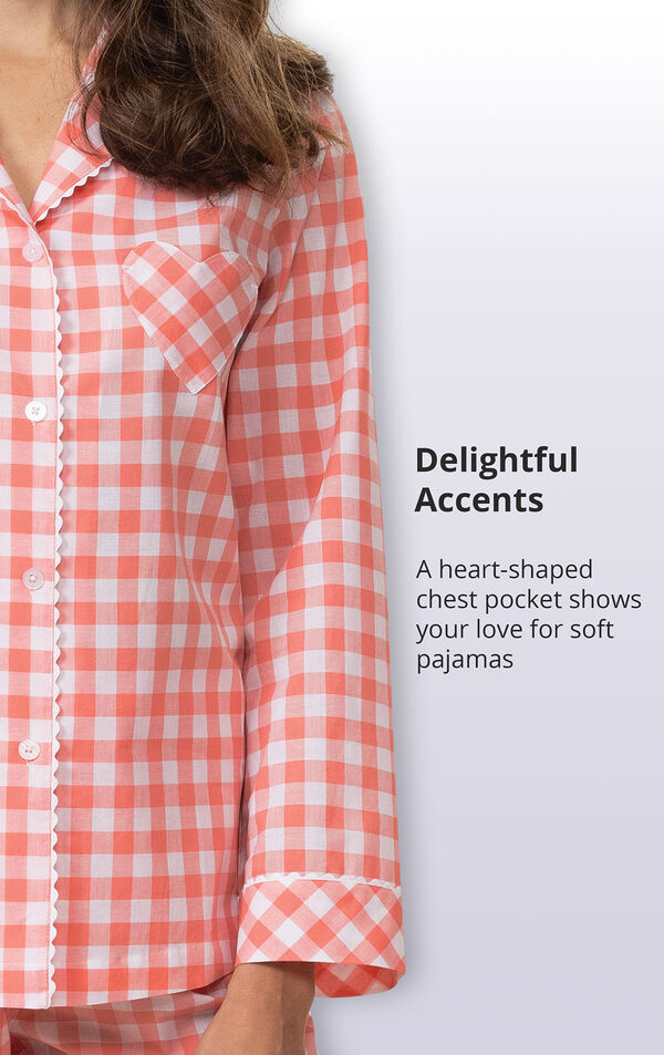 Coral Gingham Button-Front PJ for Women image number 3