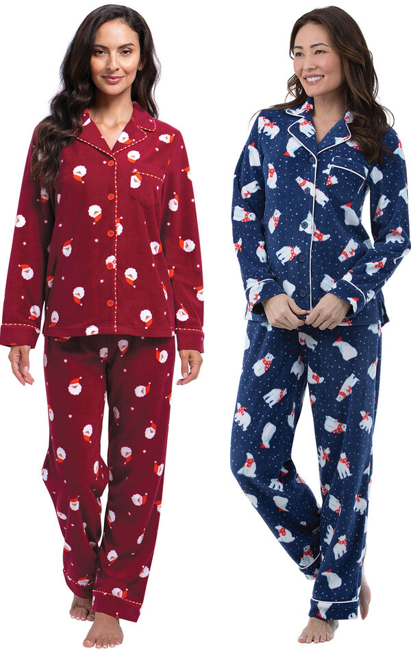 Santa & Polar Bear Fleece PJs Gift Set in Bundle & Save | Pajamas for Women  | PajamaGram