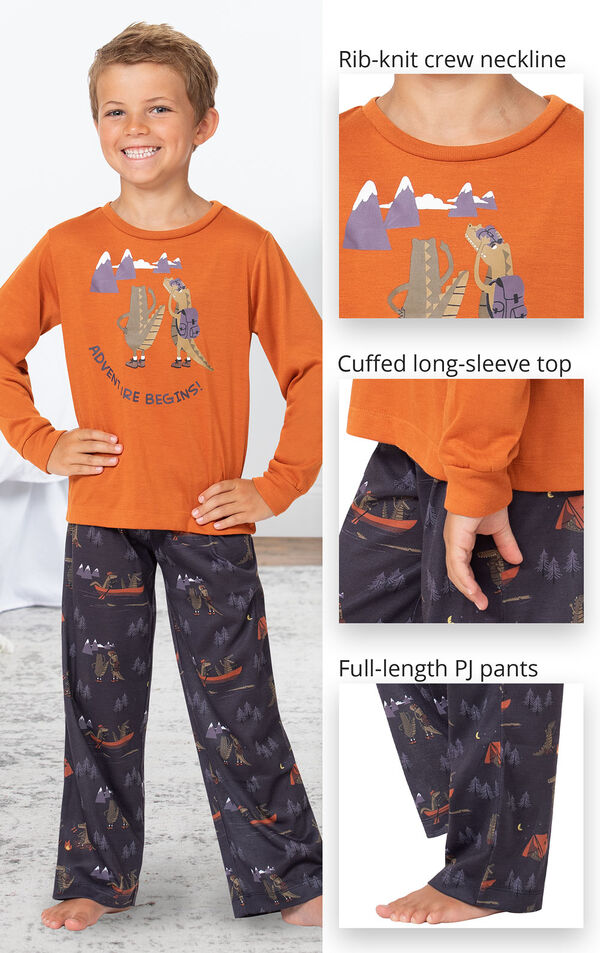 Navy Blue Gator PJ with Graphic Tee for Youth image number 2