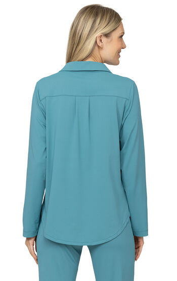 BreeZZZees Convertible Sleeve Button-Front Shirt Powered By brrr&deg; - Solid Jade
