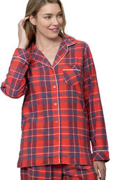 Americana Plaid Button-Front Pajamas - Red & Blue image number 3