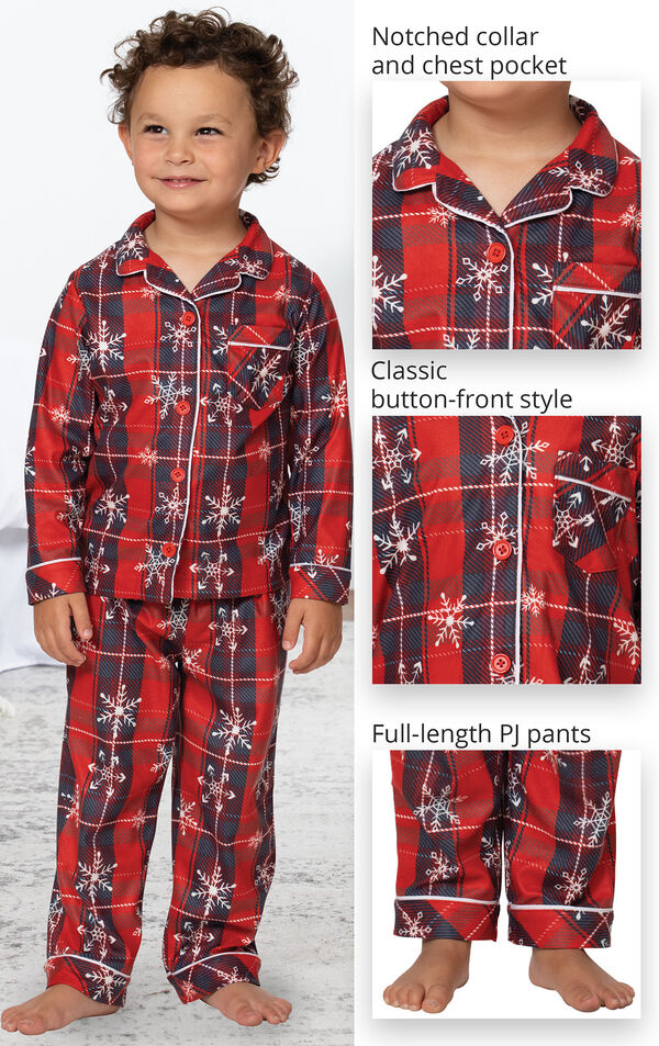 Americana Plaid Snowflake Boys Pajamas image number 3