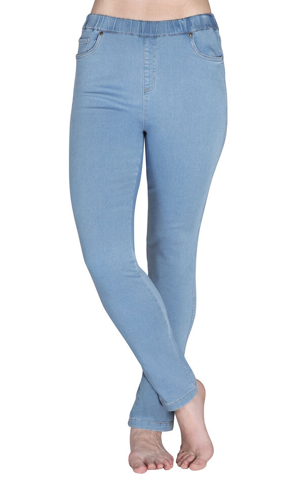 Model wearing PajamaJeans - High-Waist Skinny Clearwater image number 2