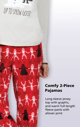Comfy 2-Piece Pajamas - Long-sleeve jersey top with graphic, and warm-full-length fleece pants with allover print image number 2