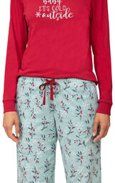 Green Holiberry Jersey Top Flannel Pajamas image number 4