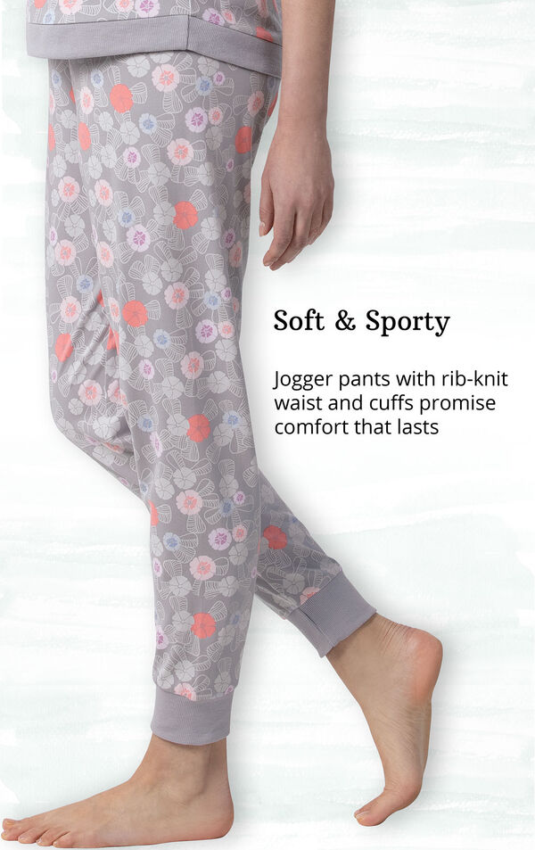 Whisper Knit Jogger PJs feature jogger pants with rib-knit waist and cuffs image number 3