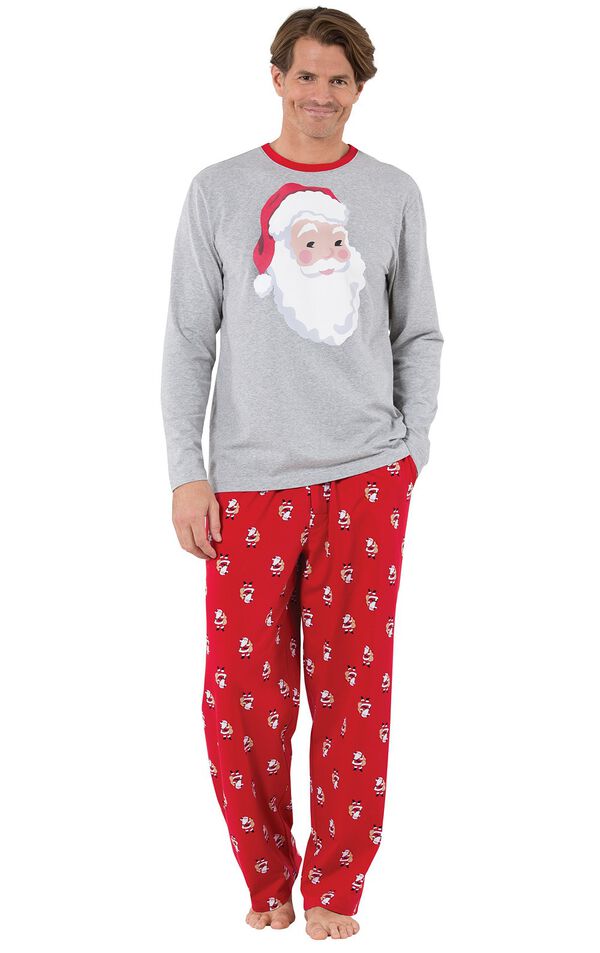 Model wearing Red and Gray Santa Print PJ for Men image number 0
