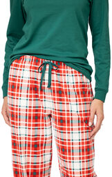 Modern Plaid Pullover Women's Pajamas - Evergreen image number 4