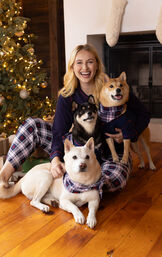 Snowfall Plaid Flannel Matching Pet and Owner Pajama Set image number 2