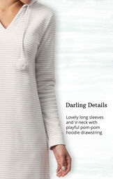 Gray Stripe Sleepshirt with Hood for Women image number 3