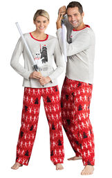 Models wearing Red Star Wars PJs for Him and Her image number 0