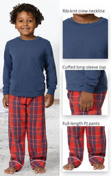 Americana Plaid Hoodie Boys Pajamas image number 3