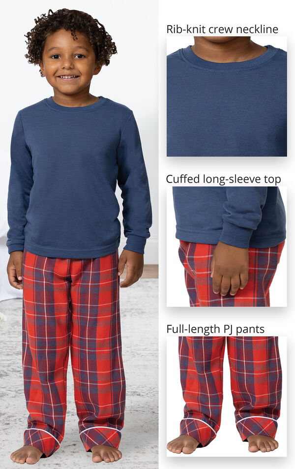 Americana Plaid Hoodie Boys Pajamas image number 3