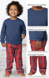 Americana Plaid Hoodie Toddler Pajamas image number 3