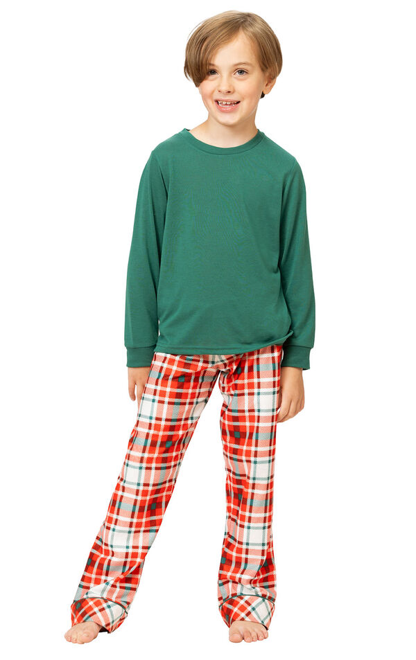 Modern Plaid Pullover Boys Pajamas - Evergreen image number 0