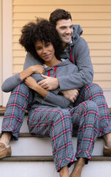 Gray Plaid His & Hers Matching Pajamas image number 5