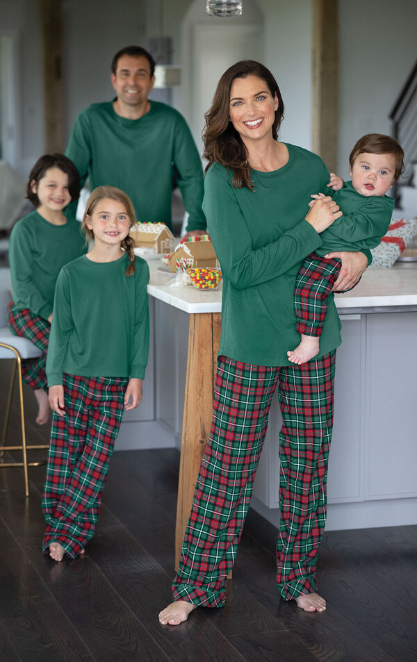 Red & Green Plaid Cotton Flannel Christmas Matching Family Pajamas image number 1