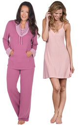 Raspberry World's Softest PJs and Pink Naturally Nude Chemise image number 0