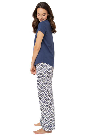 Short-Sleeve V-Neck Pajamas - Blue Block