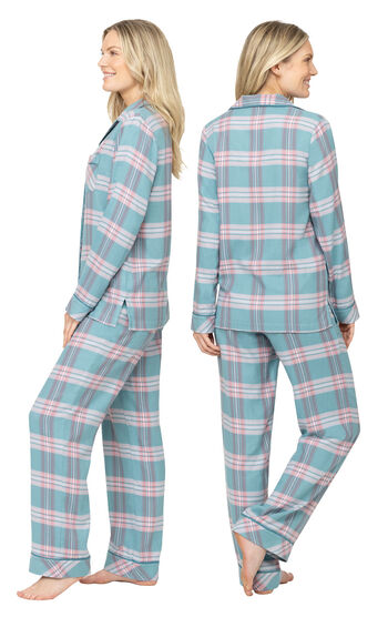 World's Softest Flannel Boyfriend Pajamas - Teal Plaid